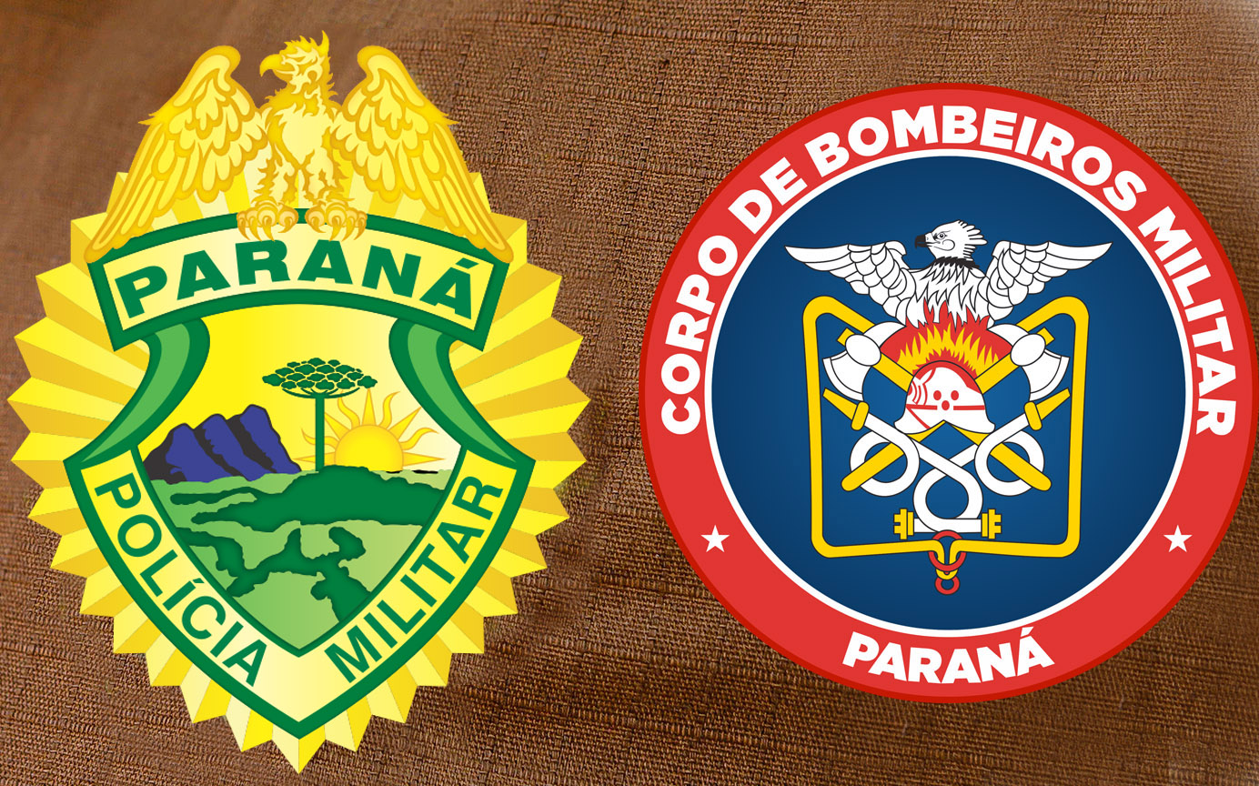 Curitiba, 26 de junho de 2024 – Escudo da Polícia Militar do Paraná (PMPR).