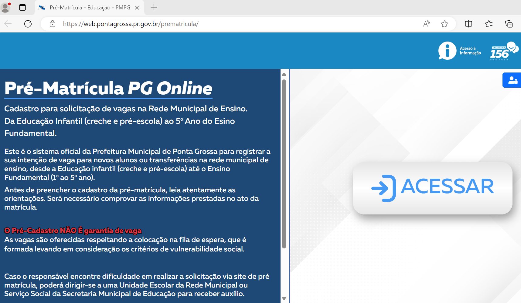 Pré-matrícula online