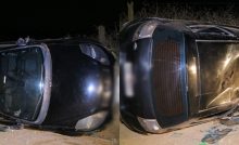 Casal de idosos capota carro ao bater em tronco em estrada rural de Ponta Grossa